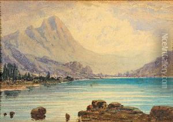 Mountain Lake Oil Painting - Sydney Jones Yard