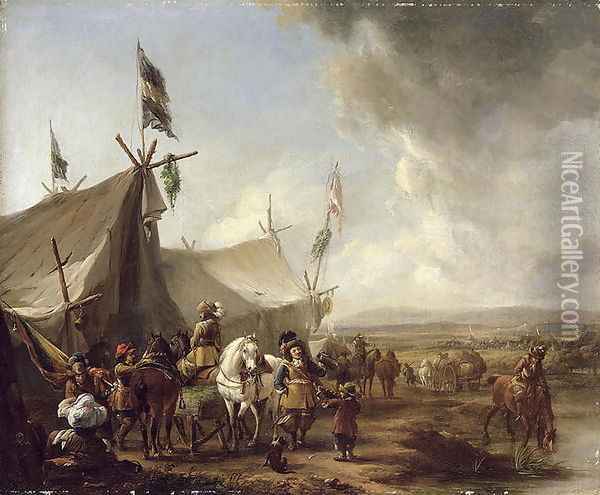 In front of the Market Tent Oil Painting - Pieter Wouwermans or Wouwerman