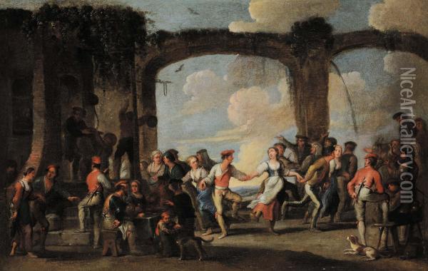 Danza Paesana Oil Painting - Cornelis de Wael
