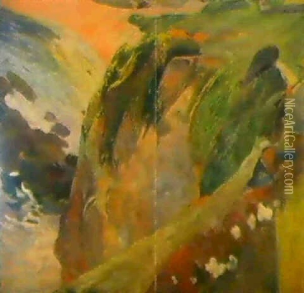 Le Joueur De Flageolet Sur La Falaise Oil Painting - Paul Gauguin