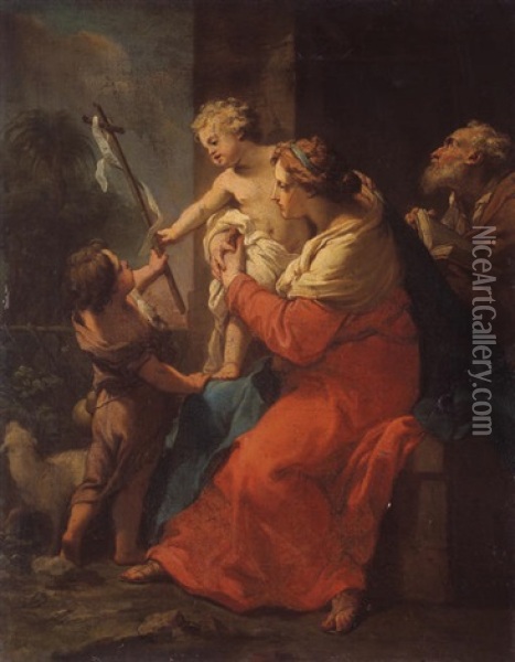 The Holy Family With Saint John The Baptist Oil Painting - Gaetano Gandolfi