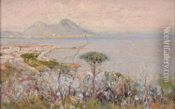 Veduta Del Golfo Di Napoli Oil Painting - Giuseppe Casciaro