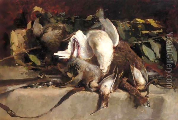 Natura Morta Con Cacciagione (Still Life With Game) Oil Painting - Giovanni Segantini