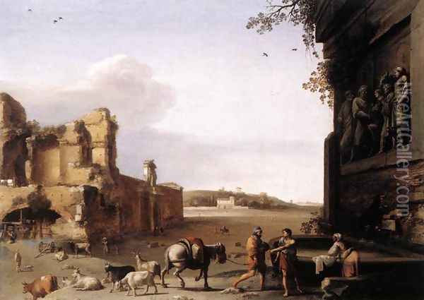Ruins of Ancient Rome c. 1620 Oil Painting - Cornelis Van Poelenburgh