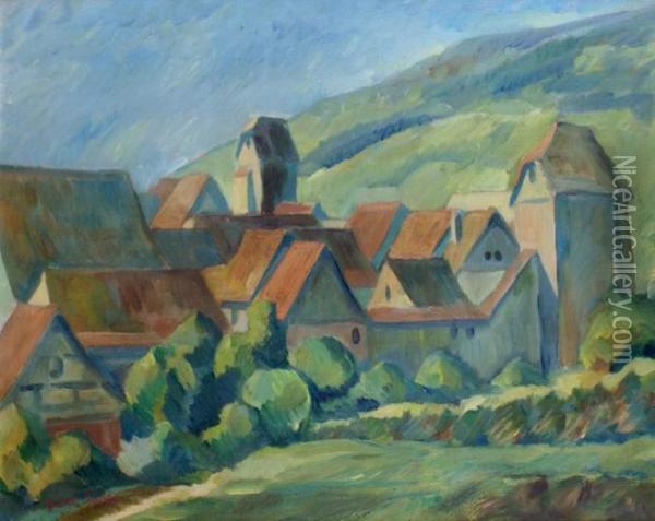 Le Village Oil Painting - Pierre Hode
