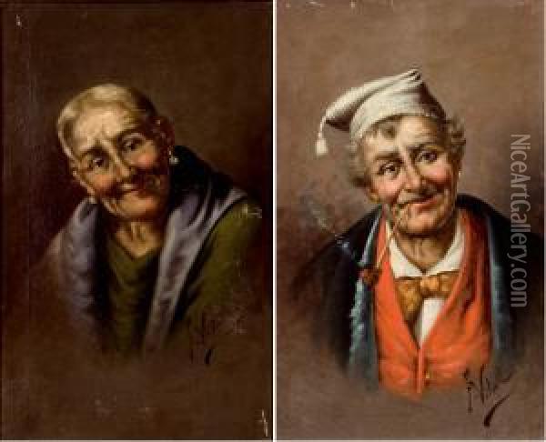 Pareja De Ancianos Oil Painting - F. Vitale