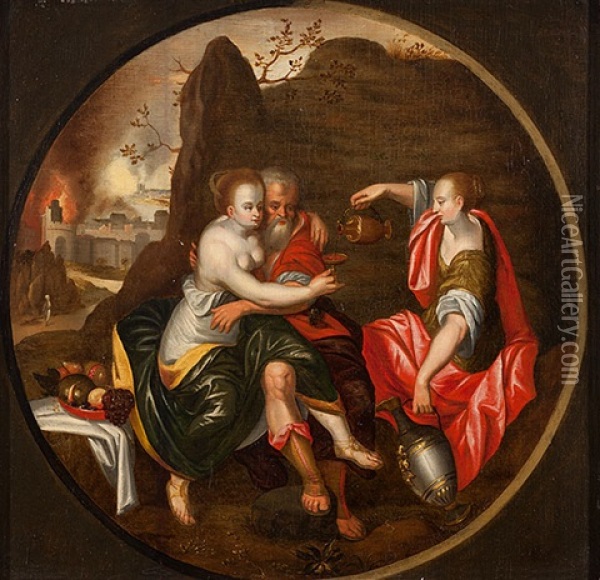 Lot Und Seine Tochter Oil Painting - Pieter Jansz Pourbus