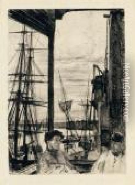 Rotherhithe, From Sixteen Etchings Oil Painting - James Abbott McNeill Whistler