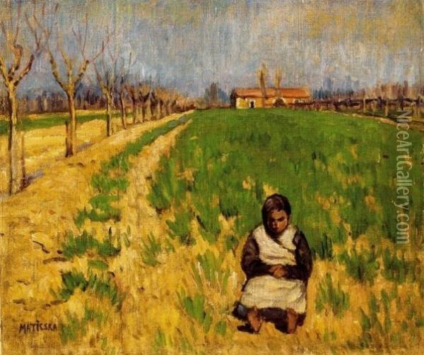Girl In The Field Oil Painting - Jeno Maticska