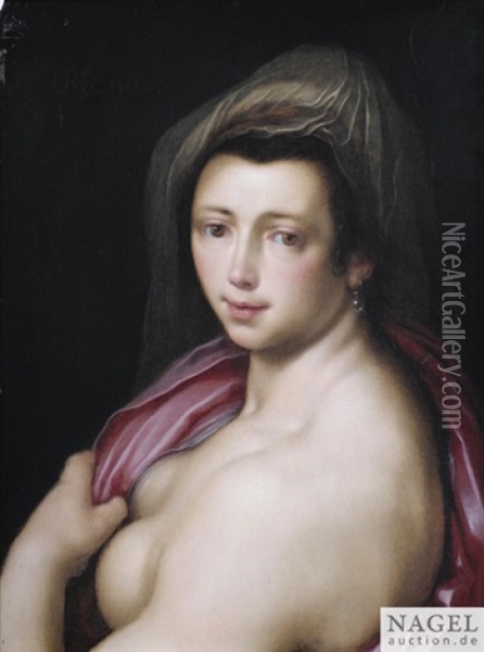 Weiblicher Halbakt Oil Painting - Cornelis Cornelisz Van Haarlem