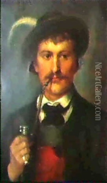 Jungbauer Mit Pfeife Oil Painting - Franz Von Defregger
