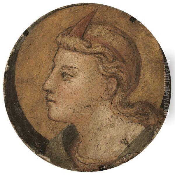 Head Of An Angel In Profile Oil Painting - Bicci Di Lorenzo