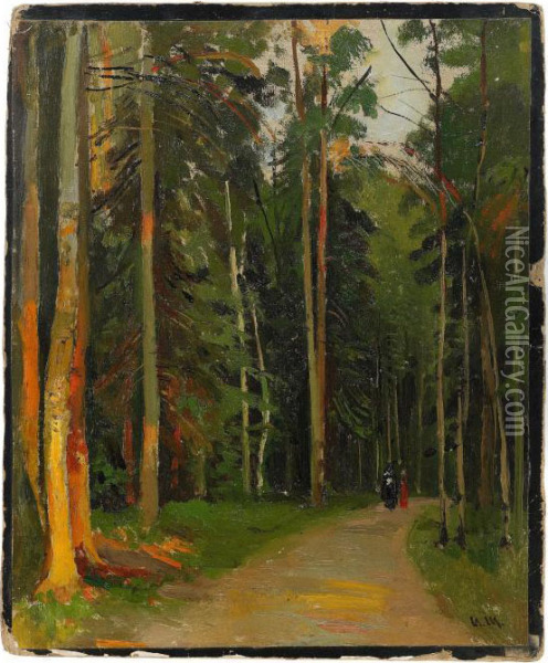 A Study; Path Through The Pine Forest Oil Painting - Ivan Shishkin