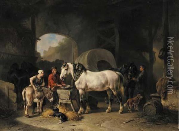 The Return To The Stable Oil Painting - Wouterus Verschuur