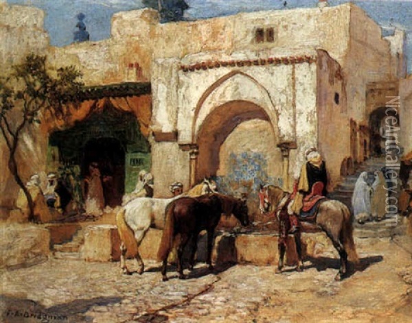 The Well At Bal-el-oued Oil Painting - Frederick Arthur Bridgman