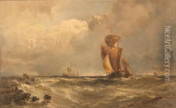 Lugger Entering Calaisharbour Oil Painting - Edwin Hayes