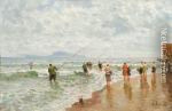 Napoli, La Spiaggia Di Bagnoli Oil Painting - Attilio Pratella