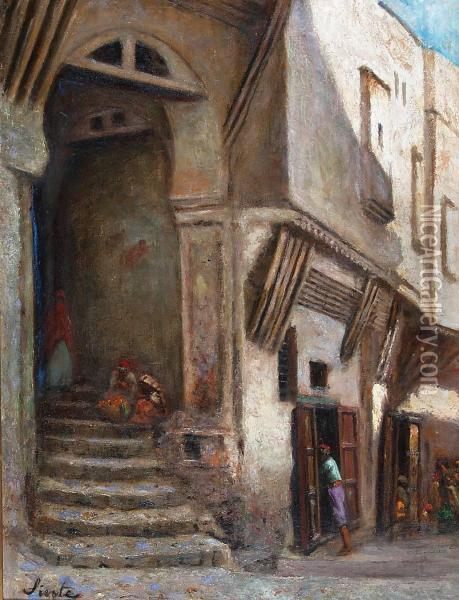 Rue De Lacasbah D'alger Et Impasse Du Diable Oil Painting - Joseph Sintes