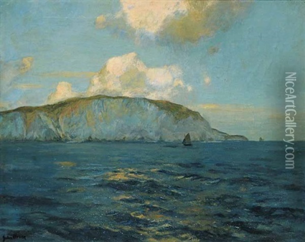 Summer Day (at The Needles) Of The Isle Of Wight Oil Painting - Julius Olsson