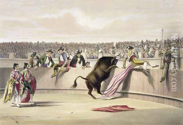 The Bull Leaping the Barriers, 1865 Oil Painting - William Henry Lake Price