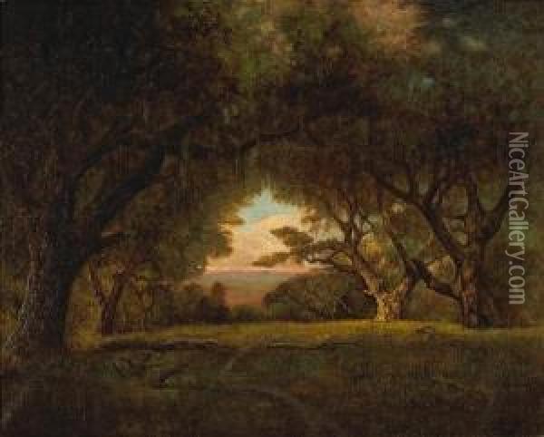 Sunset, California Oaks Oil Painting - Charles Robinson
