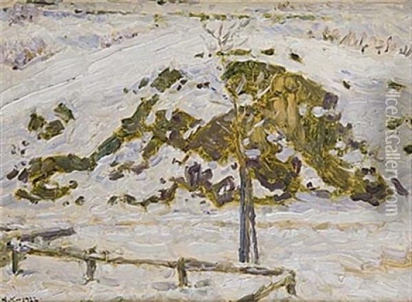 Skinnarviksberget I Sno Oil Painting - Nils Kreuger