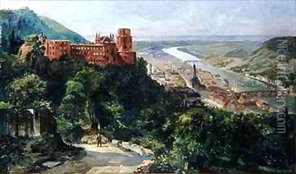 View of Heidelberg Oil Painting - Fritz Genutat