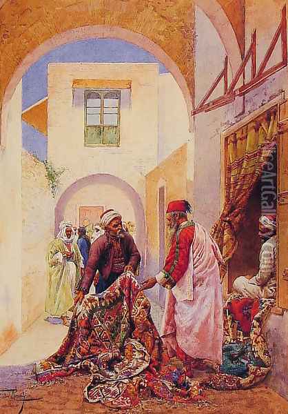 The Carpet Sellers Oil Painting - Giulio Rosati