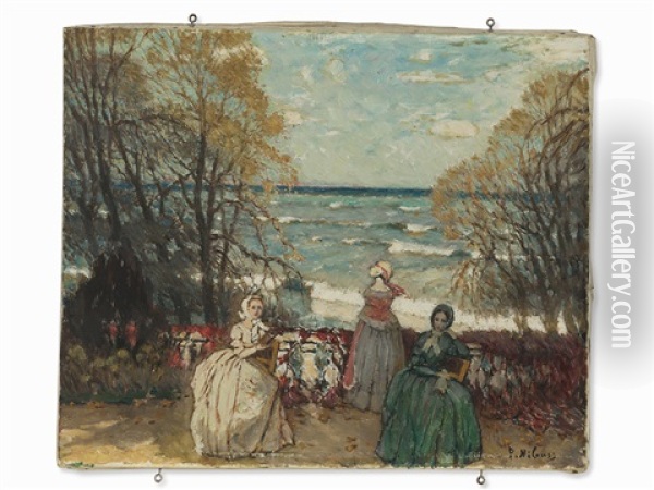Ladies At Seashore Oil Painting - Petr Nilus