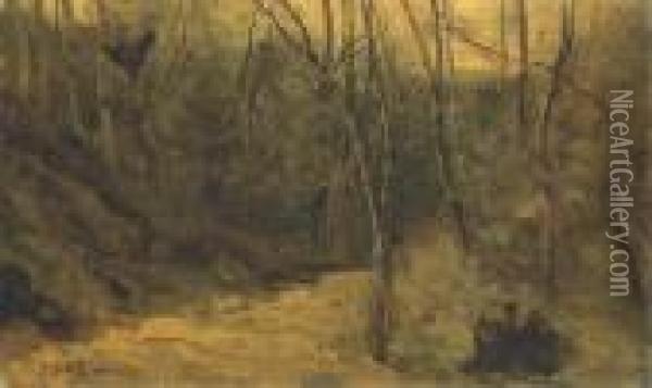 Paysans Dans La Foret De Ville D'avray Oil Painting - Jean-Baptiste-Camille Corot