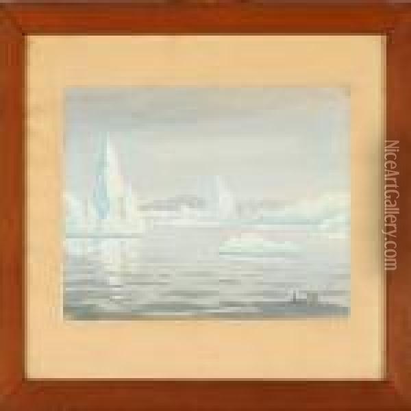 View Of Agreenlandic Coast Oil Painting - Emanuel A. Petersen