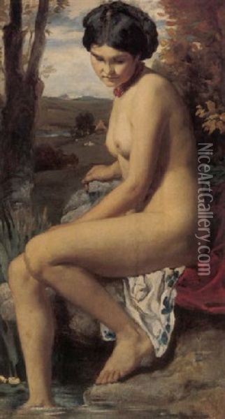 The Bather Oil Painting - Lord Frederic Leighton