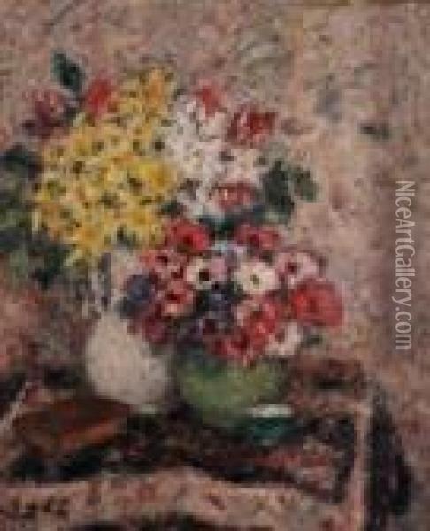 Deux Bouquets De Fleurs Oil Painting - Georges dEspagnat