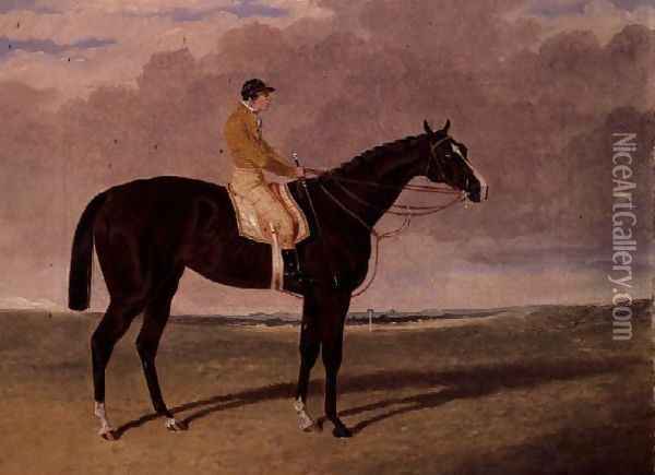 Queen of Trumps, a bay racehorse with jockey Oil Painting - John Frederick Herring Snr