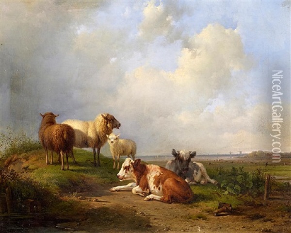 Vieh Auf Der Weide Oil Painting - Pieter Plas
