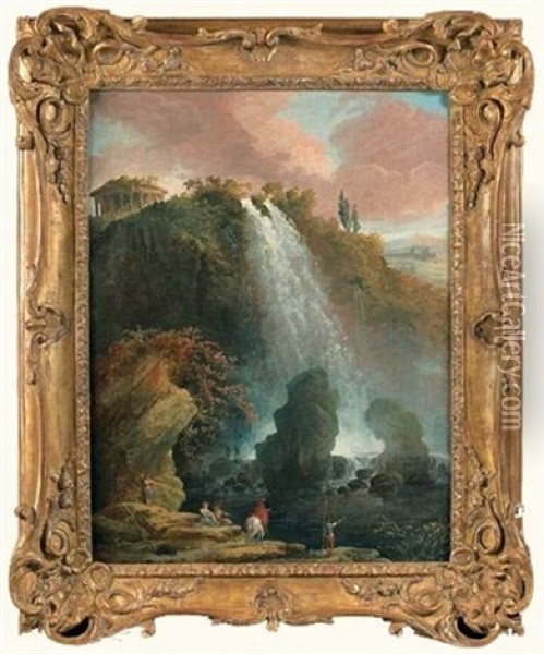 Les Cascades De Tivoli Avec Le Temple De La Sibylle Oil Painting - Hubert Robert