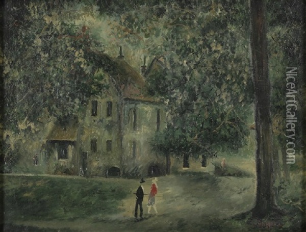 A Walk In A Park (sold With 191b; Set Of 2) Oil Painting - Emile Boyer
