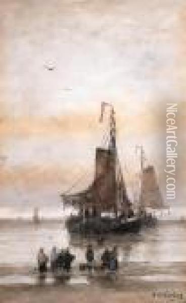 The Arrival Of The Fleet Oil Painting - Hendrik Willem Mesdag