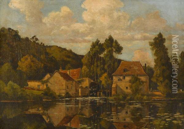 The Old Water Mill Oil Painting - Henri Linguet