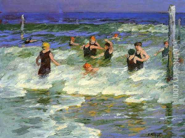 Bathing in the Surf Oil Painting - Edward Henry Potthast