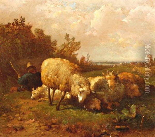 Schaapsherder Oil Painting - James De Rijk