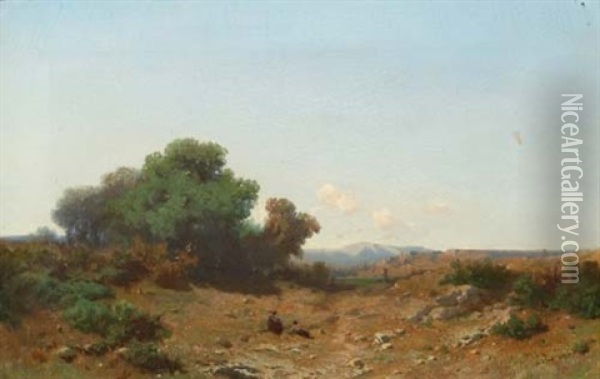 Landschaft Im Hochplateau Oil Painting - Gustave Eugene Castan