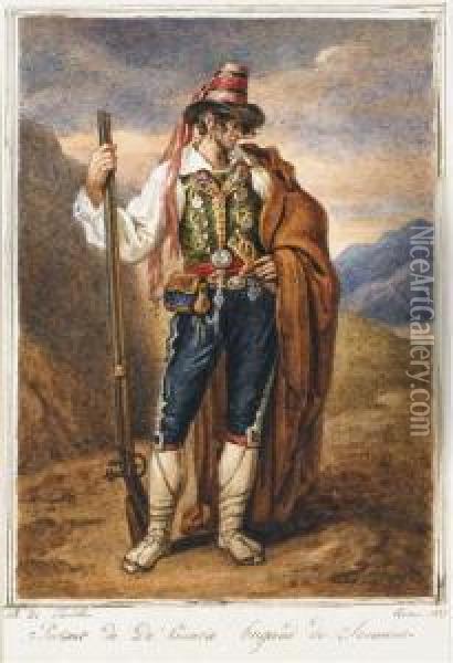 Portrait D'un Brigand Italien Oil Painting - Charles de Chatillon
