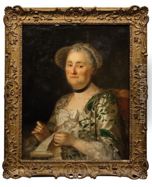Portrait De Femme Au Travail Oil Painting - Anna Dorothea Lisiewski
