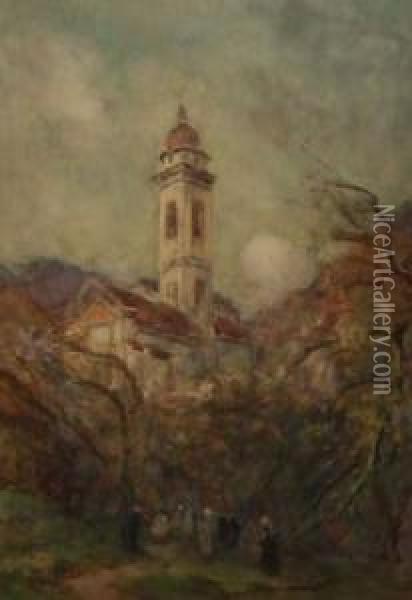 Evening Near Genoa Oil Painting - Thomas William Morley
