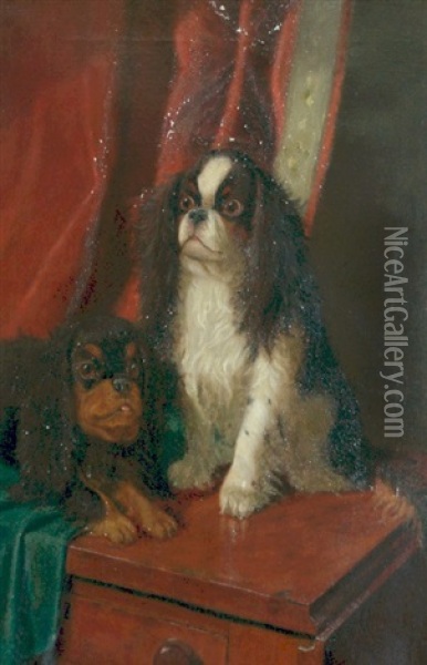 English Toy Spaniels Oil Painting - Sidney Lawrence Brackett