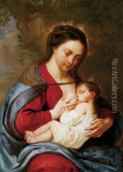 The Nursing Madonna Oil Painting - Erasmus II Quellin (Quellinus)