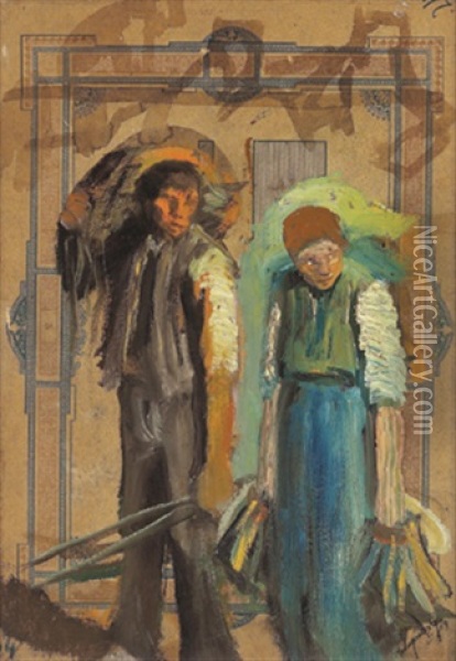 Mann Und Frau Kehren Heim Oil Painting - Laszlo Mednyanszky