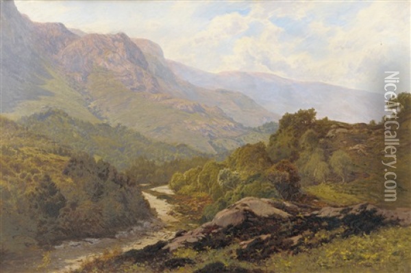 Lakeland Landscape With Trees Beside A River Oil Painting - Edward Henry Holder