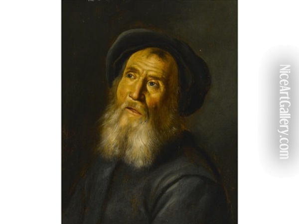 Bearded Man With A Beret Oil Painting - Jan Lievens